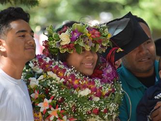 A girl with a flower crown.