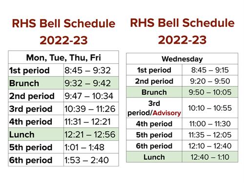 Redwood High School - Bell Schedule